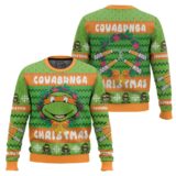 Hooktab Cowabunga Michelangelo Teenage Mutant Ninja Turtles Ugly Christmas Sweater