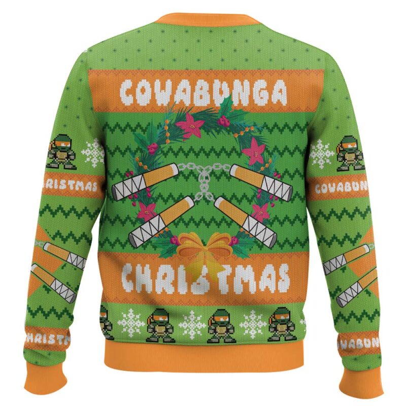 Hooktab Cowabunga Michelangelo Teenage Mutant Ninja Turtles Ugly Christmas Sweater Hooktab Cowabunga Michelangelo Teenage Mutant Ninja Turtles Ugly Christmas Sweater
