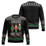 Hooktab Crack Deez Nuts Nutcracker Soldier Ugly Christmas Sweater