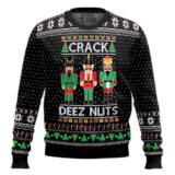 Hooktab Crack Deez Nuts Nutcracker Soldier Ugly Christmas Sweater