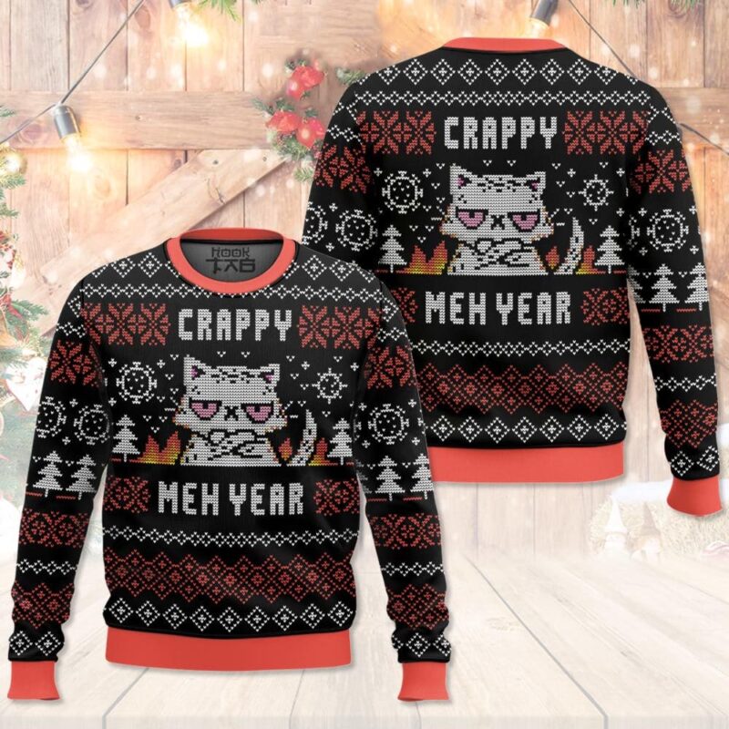 Hooktab Crappy Meh Year Ugly Christmas Sweater Hooktab Crappy Meh Year Ugly Christmas Sweater