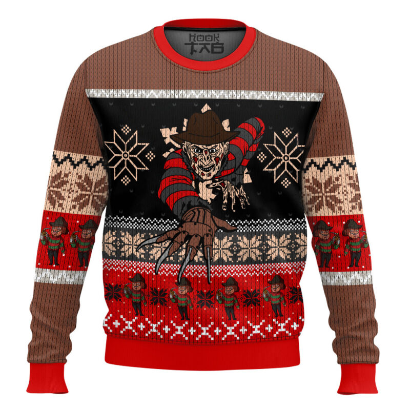 Hooktab Crawling Freddy Krueger Ugly Christmas Sweater