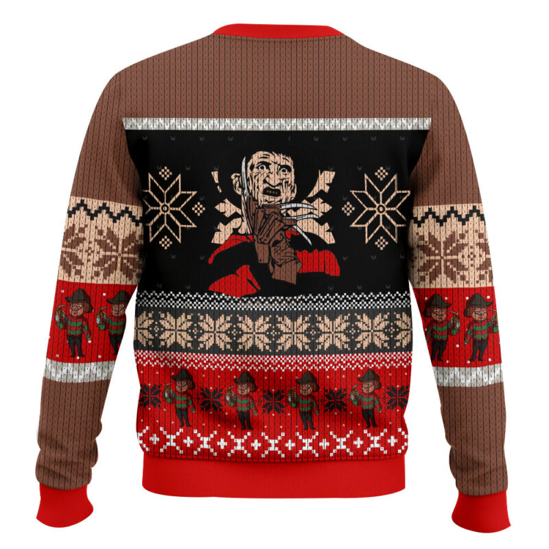 Hooktab Crawling Freddy Krueger Ugly Christmas Sweater Hooktab Crawling Freddy Krueger Ugly Christmas Sweater