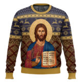 Hooktab Cretan-style Christ Artwork Ugly Christmas Sweater