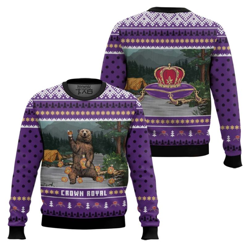 Hooktab Crown Royal Bear Ugly Christmas Sweater Hooktab Crown Royal Bear Ugly Christmas Sweater