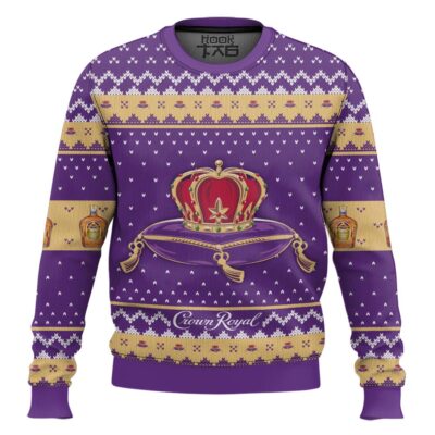 Hooktab Crown Royal Canadian Whisky Ugly Christmas Sweater