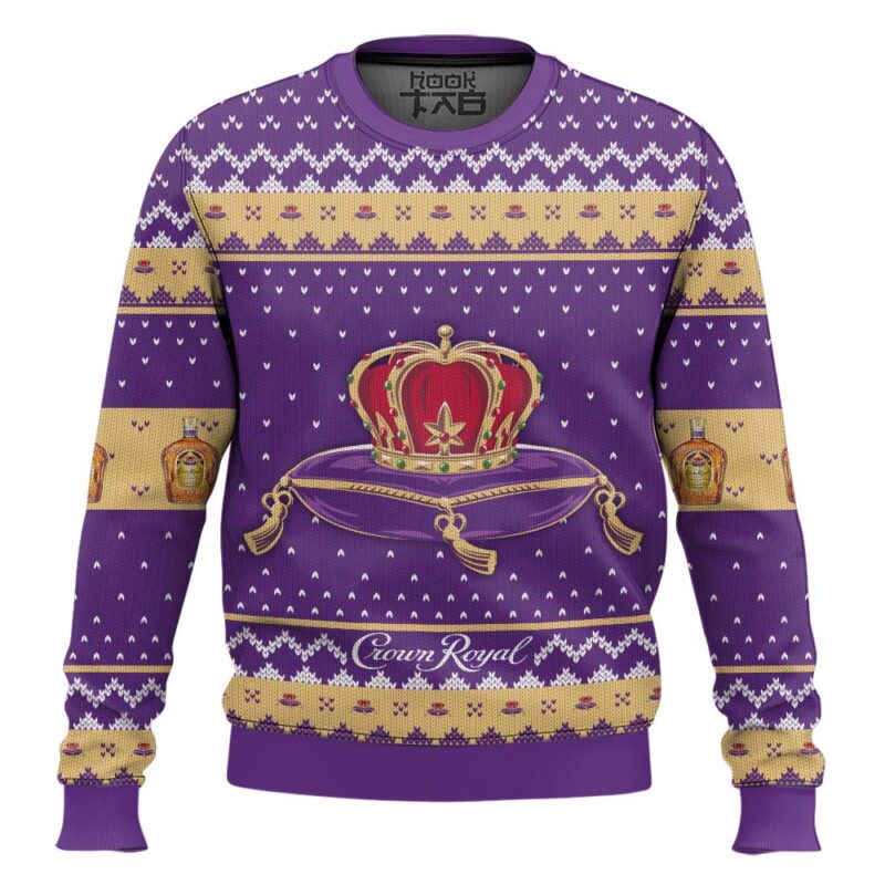 Hooktab Crown Royal Canadian Whisky Ugly Christmas Sweater
