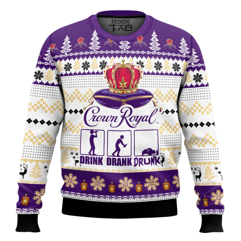 Hooktab Crown Royal Drink Drank Drunk Ugly Christmas Sweater