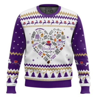 Hooktab Crown Royal Heart Ugly Christmas Sweater