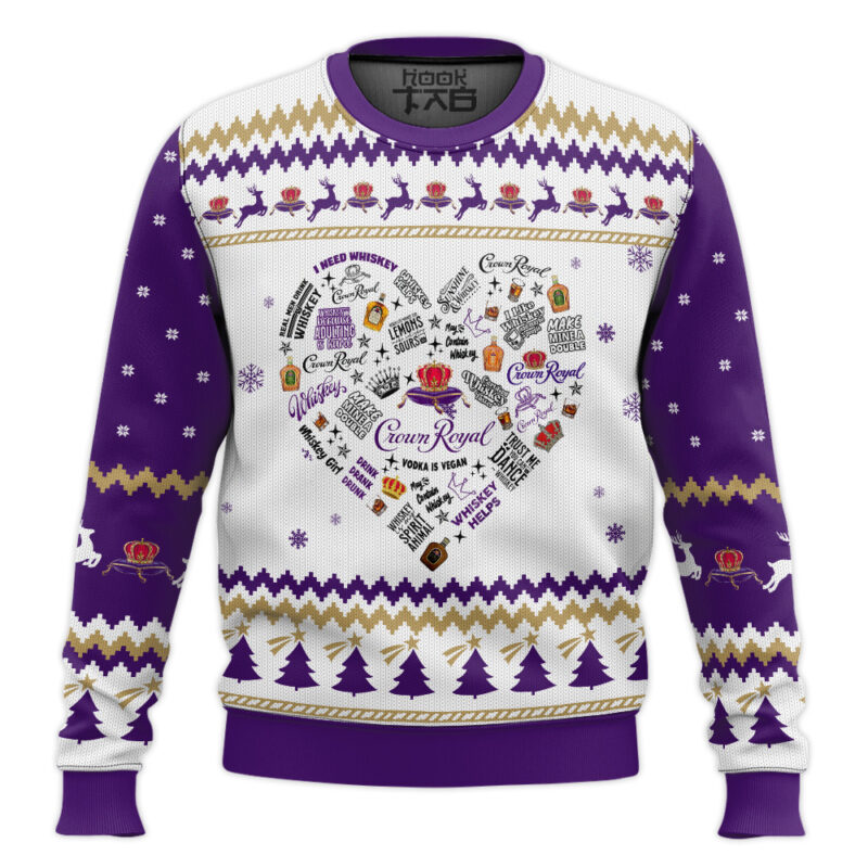 Hooktab Crown Royal Heart Ugly Christmas Sweater