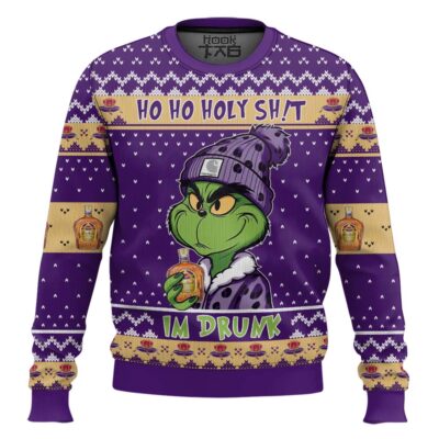 Hooktab Crown Royal Ho Ho Holy Sh!t I'm Drunk Ugly Christmas Sweater