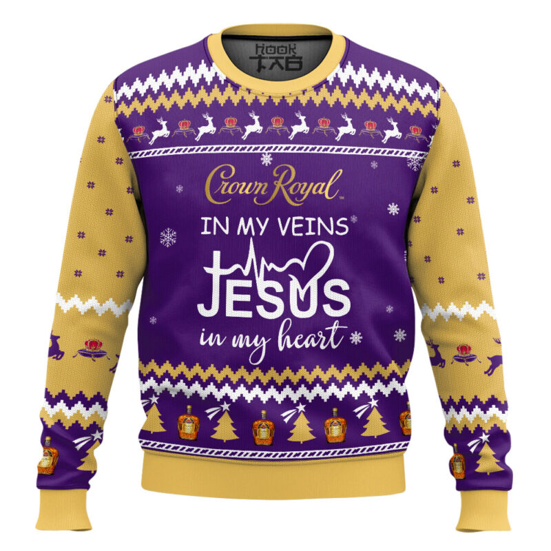 Hooktab Crown Royal In My Vein Ugly Christmas Sweater