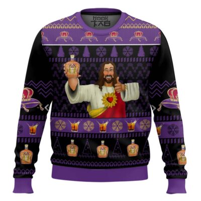 Hooktab Crown Royal Jesus Favorite Ugly Christmas Sweater