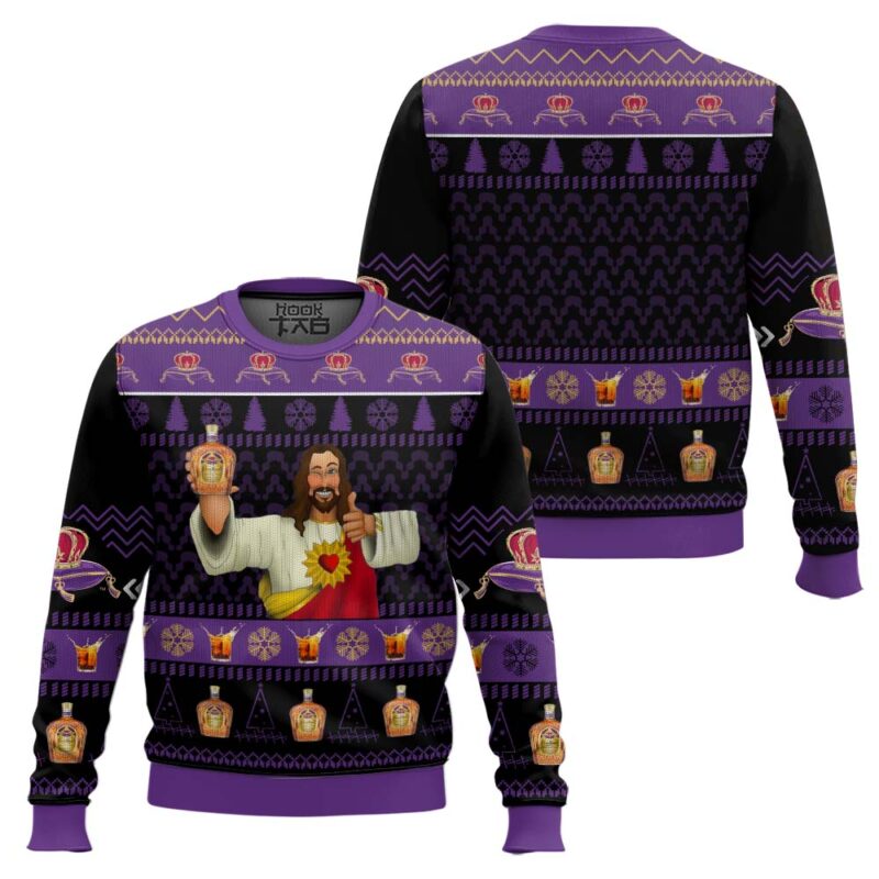 Hooktab Crown Royal Jesus Favorite Ugly Christmas Sweater Hooktab Crown Royal Jesus Favorite Ugly Christmas Sweater