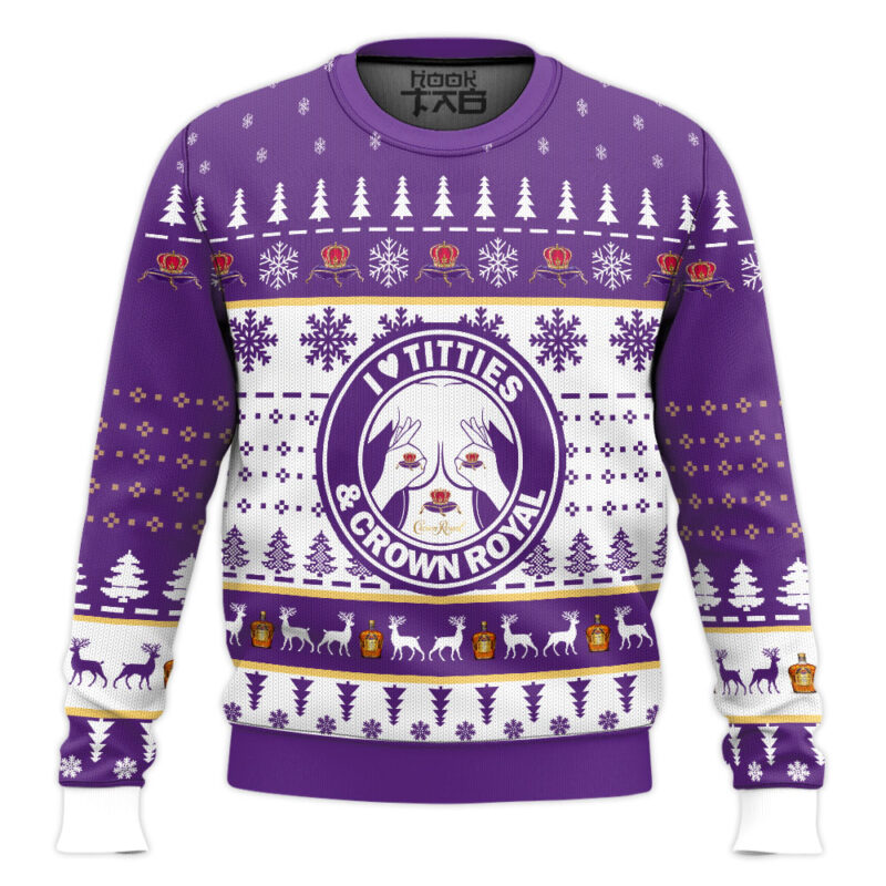 Hooktab Crown Royal Titties Funny Ugly Christmas Sweater