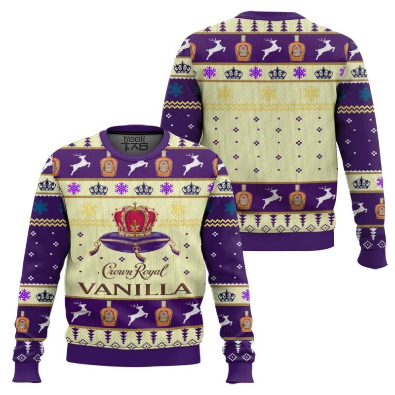 Hooktab Crown Royal Vanilla Ugly Christmas Sweater Hooktab Crown Royal Vanilla Ugly Christmas Sweater
