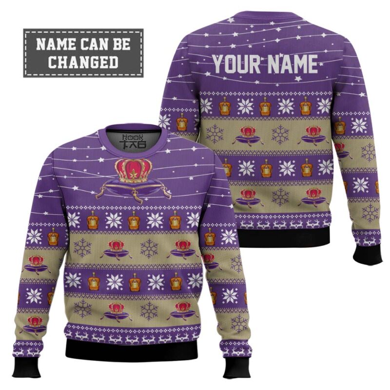 Hooktab Crown Royal Whisky - Custom Name Ugly Christmas Sweater Hooktab Crown Royal Whisky - Custom Name Ugly Christmas Sweater