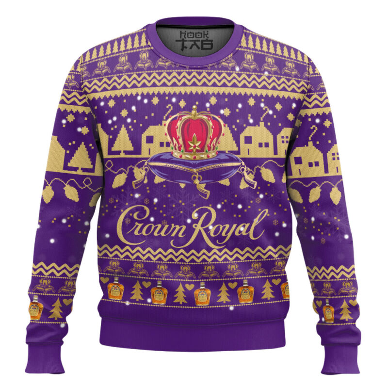 Hooktab Crown Royal Whisky Ugly Christmas Sweater