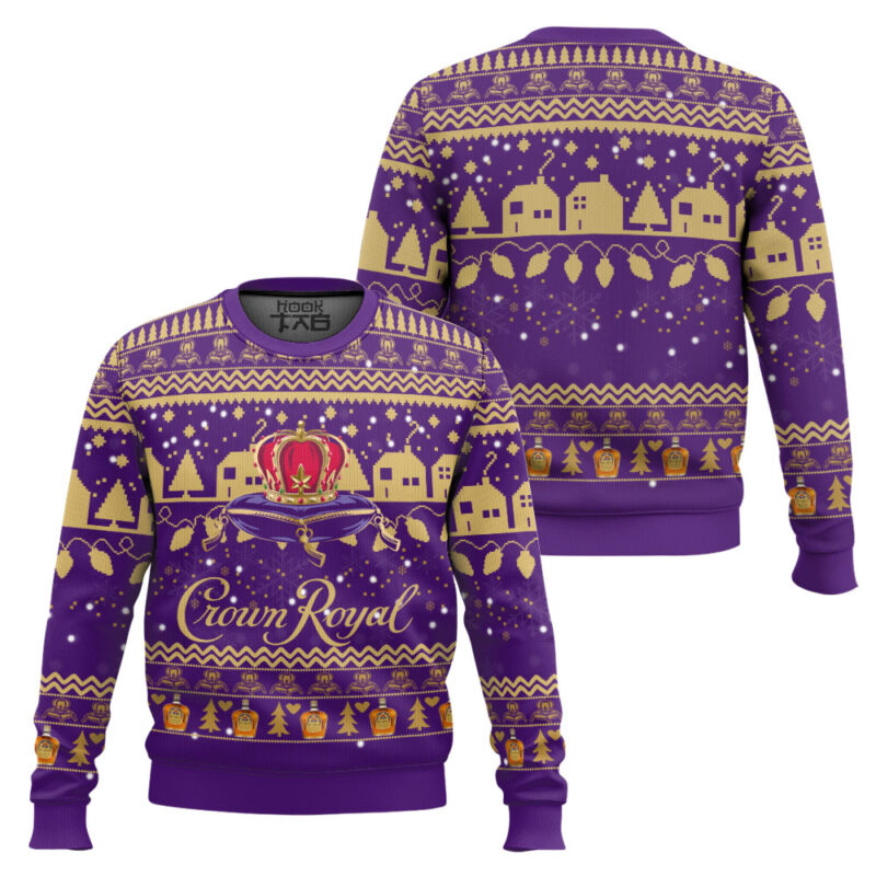 Hooktab Crown Royal Whisky Ugly Christmas Sweater Hooktab Crown Royal Whisky Ugly Christmas Sweater
