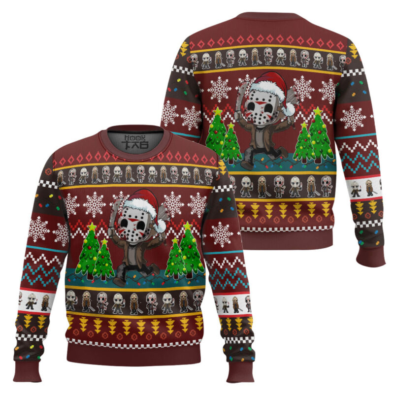 Hooktab Cute Jason Friday The 13th Ugly Christmas Sweater Hooktab Cute Jason Friday The 13th Ugly Christmas Sweater