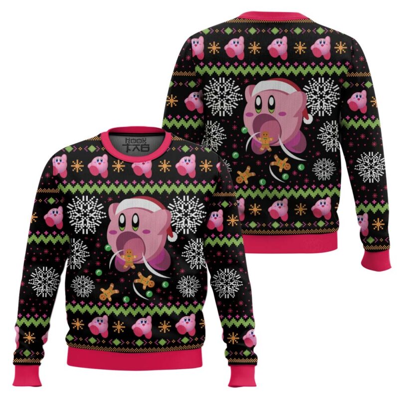 Hooktab Cute Pink Hungry Kirby's Dream Land Ugly Christmas Sweater Hooktab Cute Pink Hungry Kirby's Dream Land Ugly Christmas Sweater