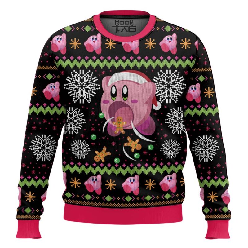 Hooktab Cute Pink Hungry Kirby's Dream Land Ugly Christmas Sweater