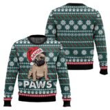 Hooktab Cute Pug Santa Paws Ugly Christmas Sweater