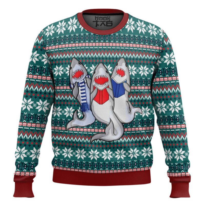 Hooktab Cute Shark Family Ugly Christmas Sweater