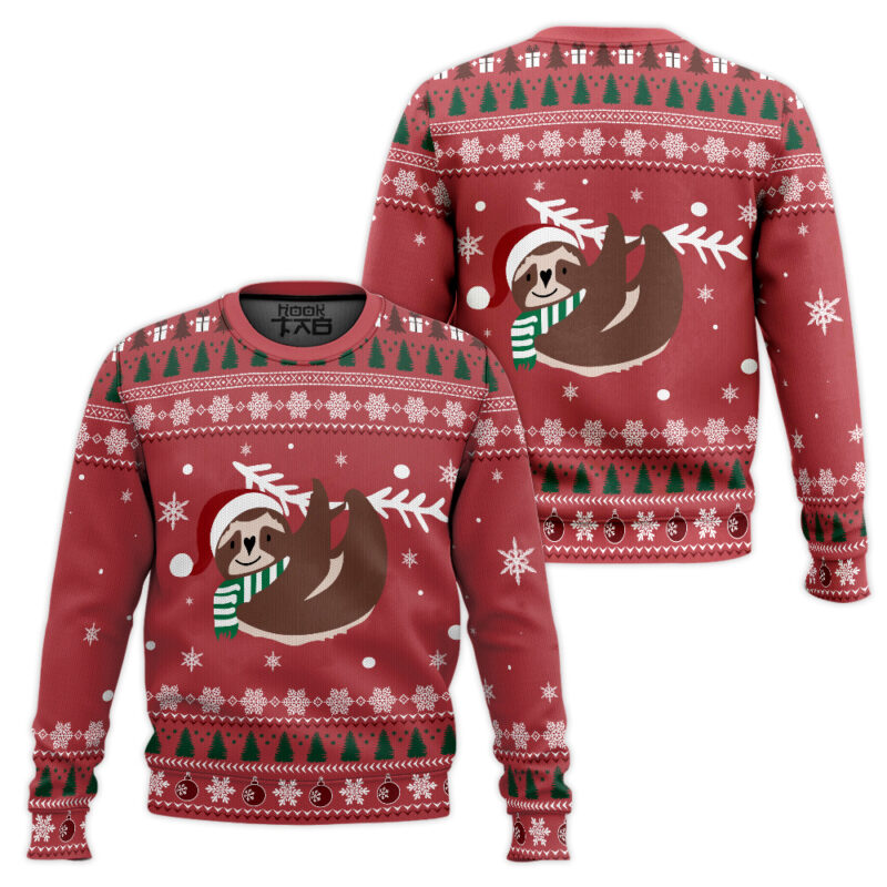 Hooktab Cute Sloth Ugly Christmas Sweater Hooktab Cute Sloth Ugly Christmas Sweater