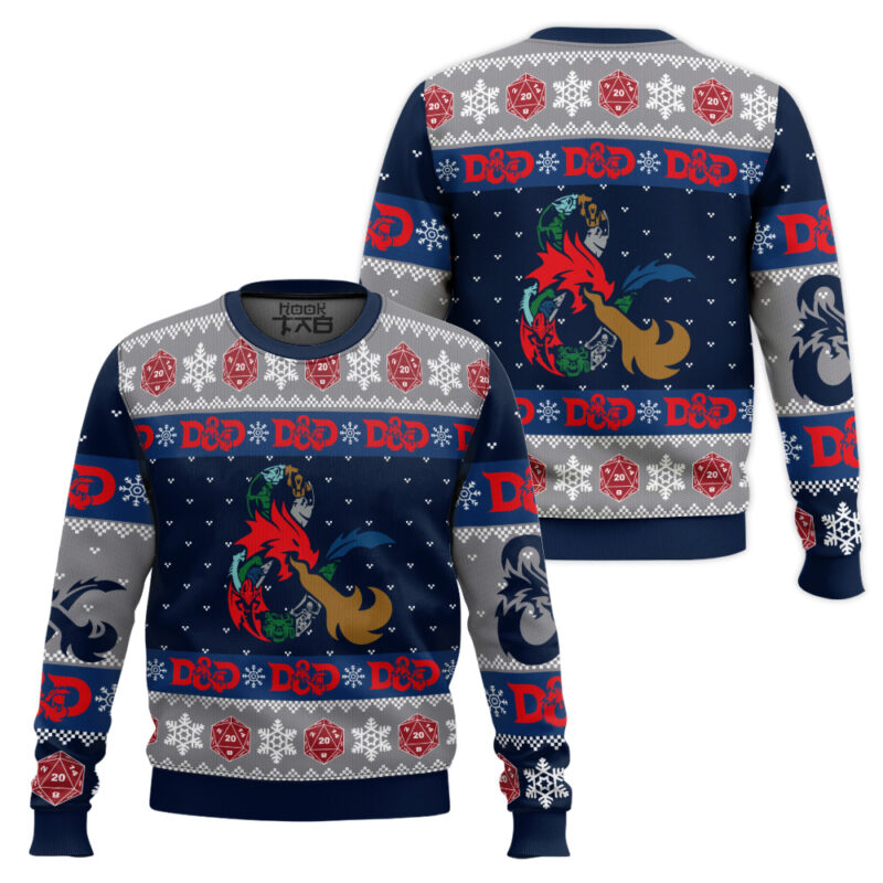 Hooktab D-20 Dungeons & Dragons Ugly Christmas Sweater Hooktab D-20 Dungeons & Dragons Ugly Christmas Sweater