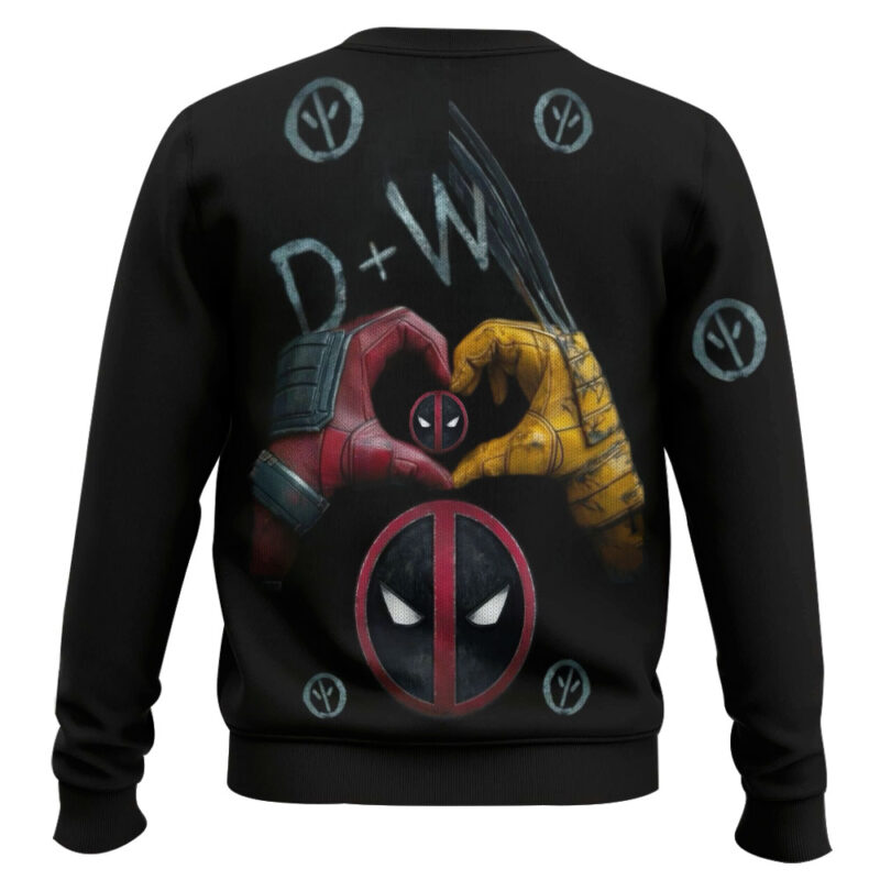 Hooktab D Plus W Deadpool & Wolverine Ugly Christmas Sweater Hooktab D Plus W Deadpool & Wolverine Ugly Christmas Sweater