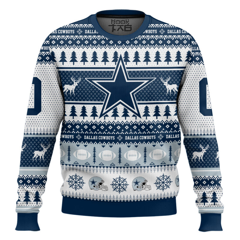 Hooktab Dallas Cowboys - Custom Name And Number Ugly Sweater