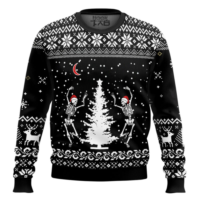 Hooktab Dancing Skeleton Ugly Christmas Sweater