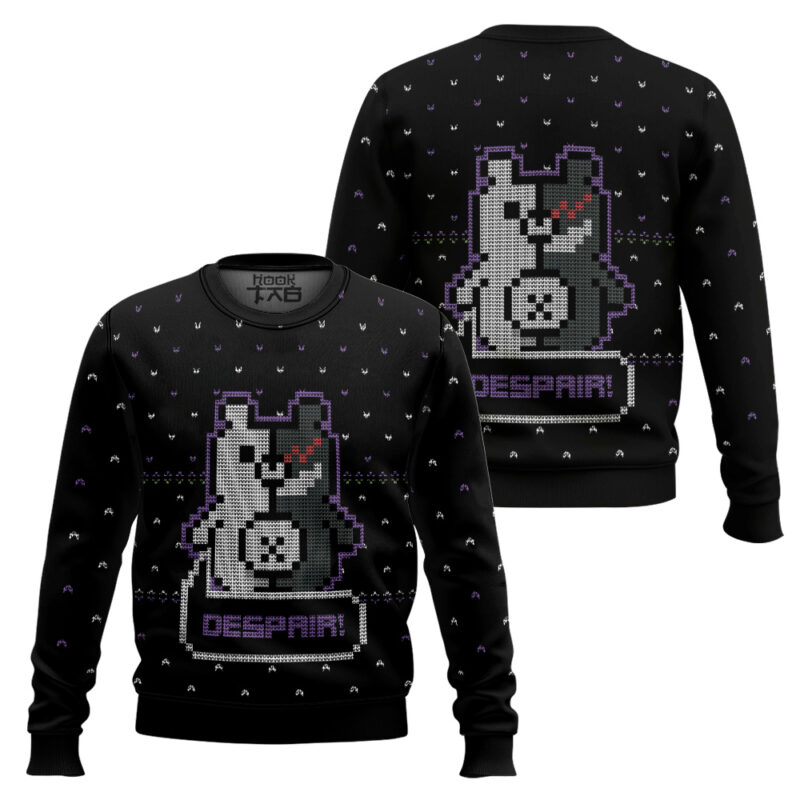 Hooktab Danganronpa Monokuma Despair Ugly Christmas Sweater Hooktab Danganronpa Monokuma Despair Ugly Christmas Sweater
