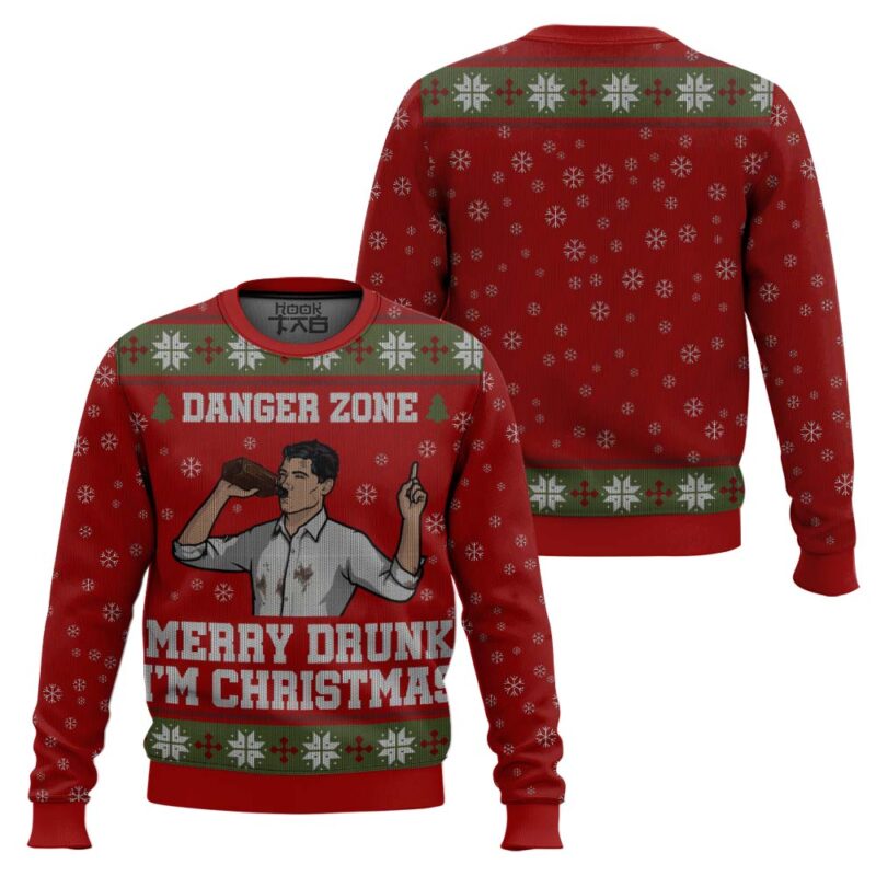 Hooktab Danger Zone Sterling Archer Ugly Christmas Sweater Hooktab Danger Zone Sterling Archer Ugly Christmas Sweater