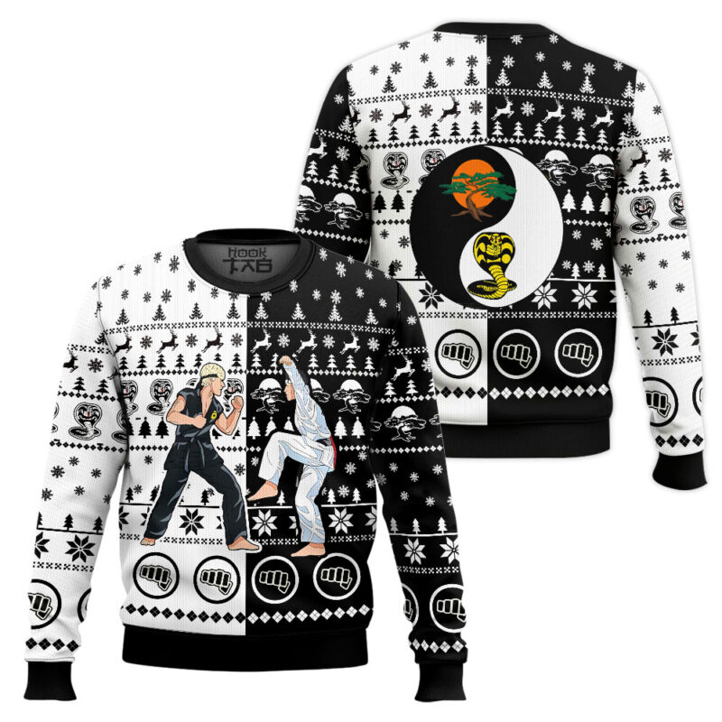 Hooktab Daniel Vs Johnny Cobra Kai Ugly Christmas Sweater Hooktab Daniel Vs Johnny Cobra Kai Ugly Christmas Sweater