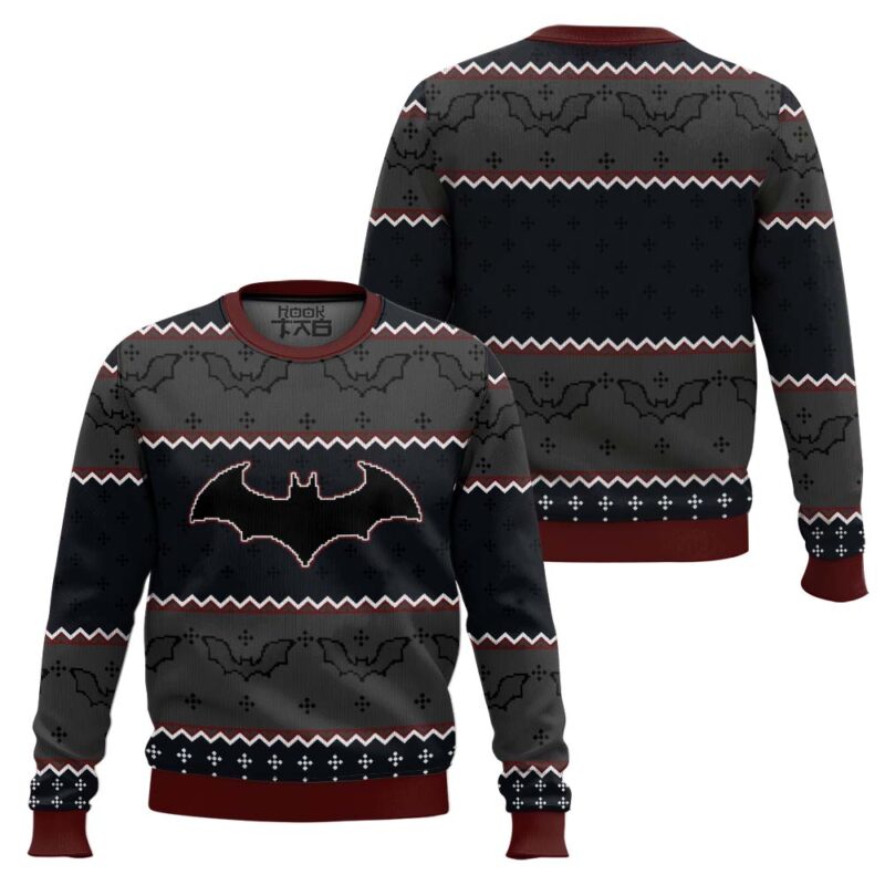 Hooktab Dark Batman Ugly Christmas Sweater Hooktab Dark Batman Ugly Christmas Sweater