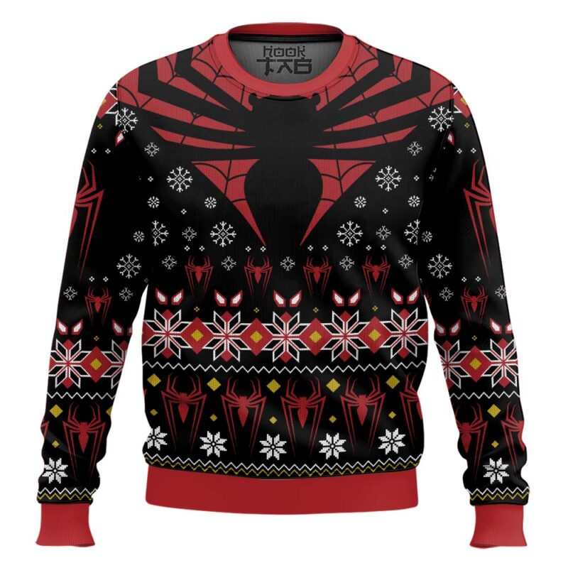 Hooktab Dark Spider-Man Ugly Christmas Sweater