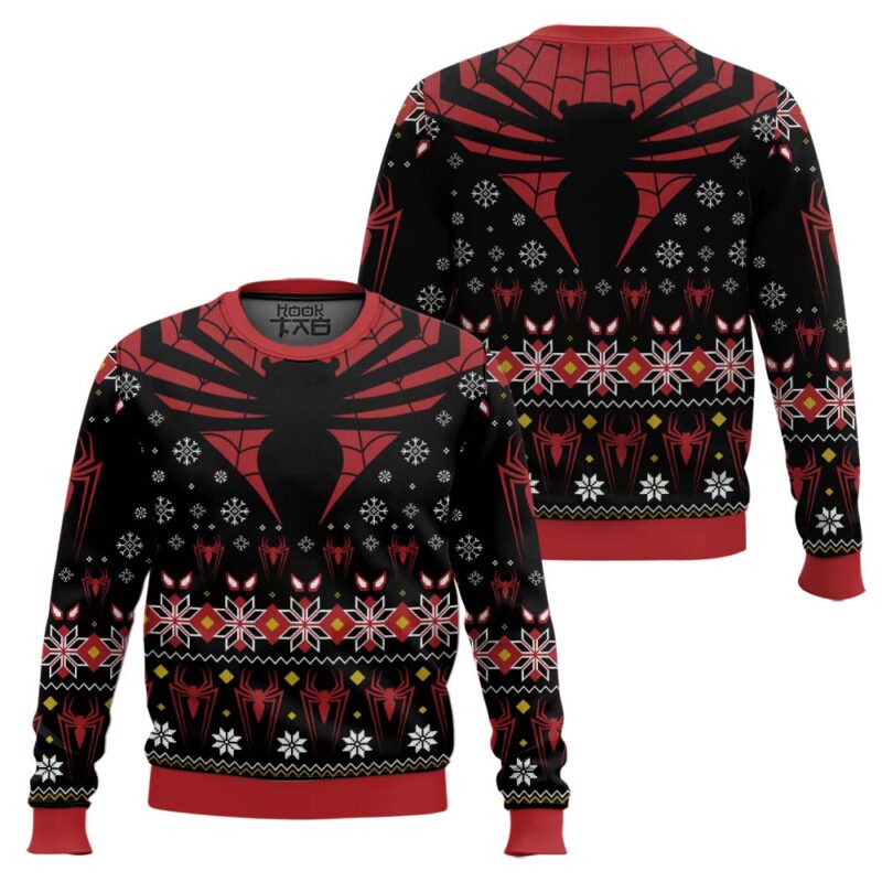 Hooktab Dark Spider-Man Ugly Christmas Sweater Hooktab Dark Spider-Man Ugly Christmas Sweater