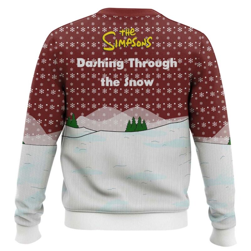 Hooktab Dashing Through The Snow The Simpsons Ugly Christmas Sweater Hooktab Dashing Through The Snow The Simpsons Ugly Christmas Sweater