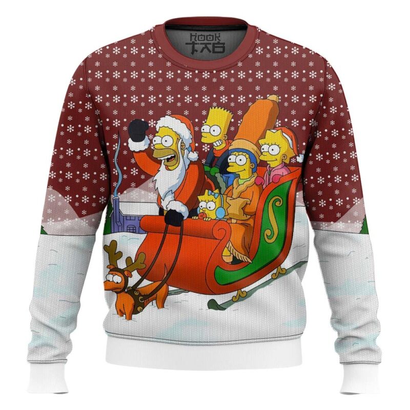 Hooktab Dashing Through The Snow The Simpsons Ugly Christmas Sweater
