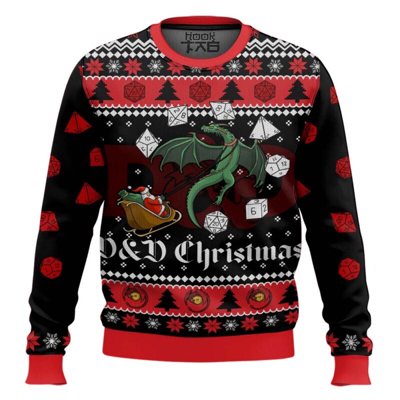 Hooktab D&D Christmas Dungeons & Dragons Ugly Christmas Sweater