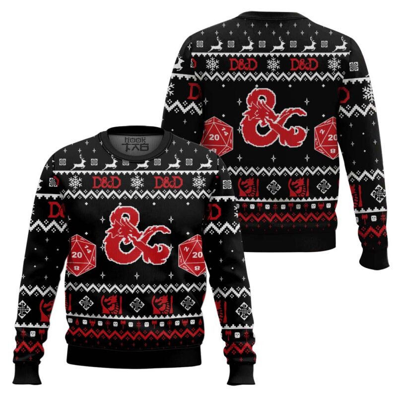 Hooktab D&D Dungeons & Dragons Ugly Christmas Sweater Hooktab D&D Dungeons & Dragons Ugly Christmas Sweater