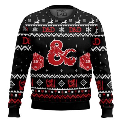 Hooktab D&D Dungeons & Dragons Ugly Christmas Sweater