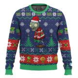 Hooktab Dead Santa Zombie And Plants Ugly Christmas Sweater