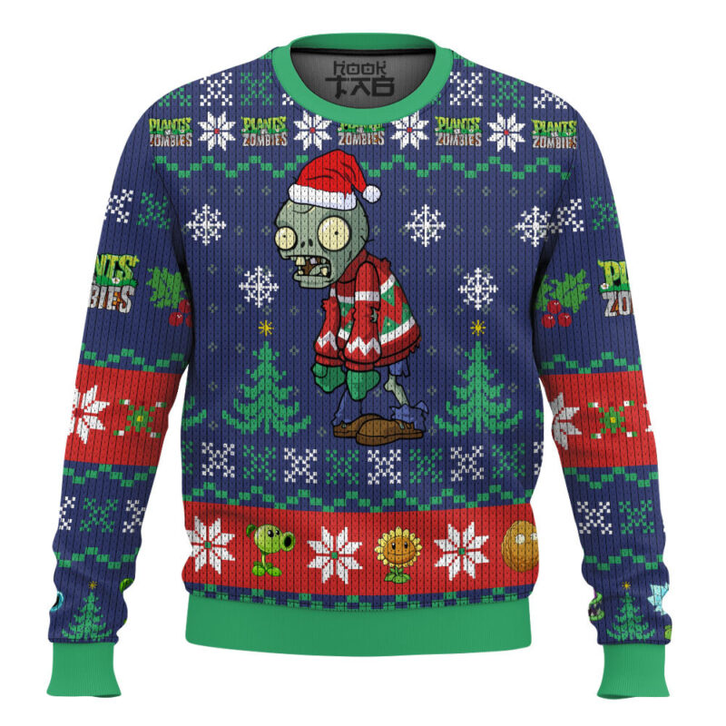 Hooktab Dead Santa Zombie And Plants Ugly Christmas Sweater