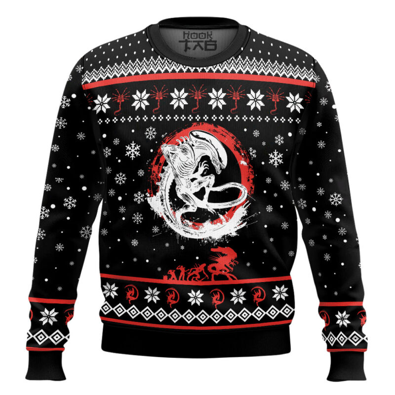 Hooktab Deadly Xenomorph Alien Ugly Christmas Sweater