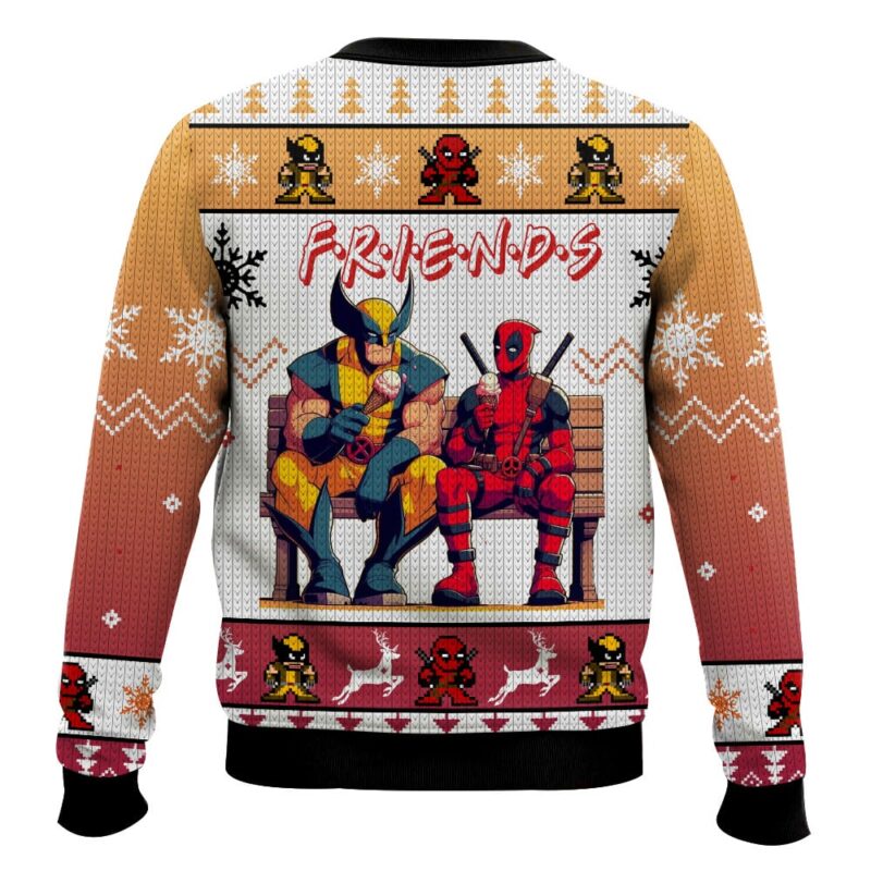 Hooktab Deadpool And Wolverine Besties Friends Ugly Christmas Sweater Hooktab Deadpool And Wolverine Besties Friends Ugly Christmas Sweater