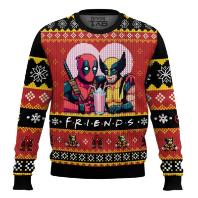 Hooktab Deadpool And Wolverine F.R.I.E.N.D.S Ugly Christmas Sweater