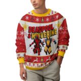 Hooktab Deadpool And Wolverine Happy Halloween Ugly Christmas Sweater